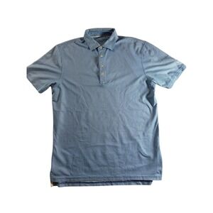 Donald Ross Golf Polo Shirt Mens Blue Gingham Performance Short Sleeve